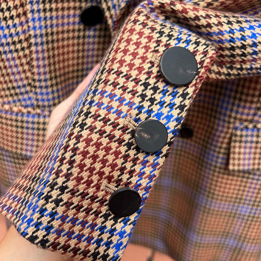 Double-Breasted Plaid Blazer Jacket - Brown Multi - Picture 7 of 10